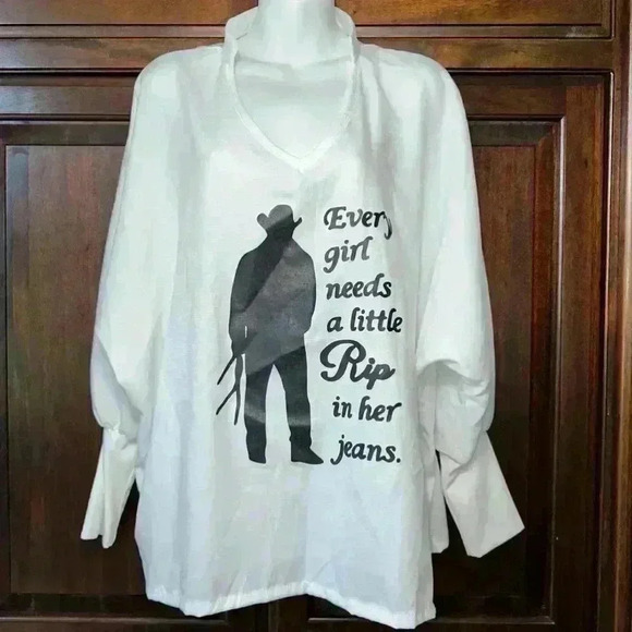 Every Girl Needs A Little Rip in Her Jeans / W’s Blouse / Medium / Yellowstone - Picture 5 of 13